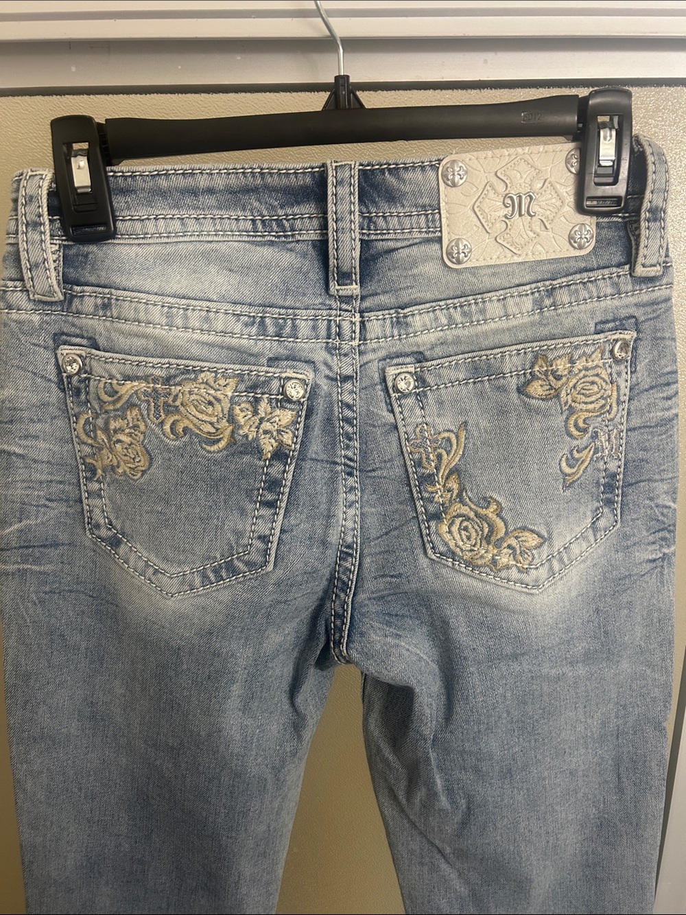 Miss Me Light Blue Embroidered Flare Jeans - Picture 3 of 4